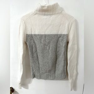 J.Crew Gray and White Merino Wool Turtleneck Sweater